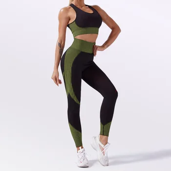 2 Stykke Yoga Sætter Kvinder Og Problemfri Pink Fitness Sport Sæt Top Og Leggings Spandex Fitness-Træning Activewear Tøj Motion Tøj