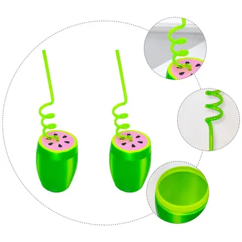 2 Sæt Kreative Vandmelon Design Cup Bærbare Kop med Sugerør (Grøn)