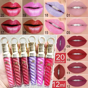 20 Farver Læift Vandtæt Langtidsholdbare Matte+Shimmer Mental Skønhed Lip Gloss Glimmer Nude Lip Gloss Skønhed Rød Lip Tint Ny