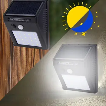 20 LED Solar Motion Sensor væglampe Udendørs Vandtæt Have Lampe Rækkevidde 5 Meter 120 Grader Vinkel Sensor