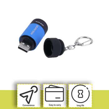 2017 Populære Mini Nøglering Lomme Lommelygte USB-Genopladelige LED-Lys Lommelygte Lampe 0,3 W 25Lm Flerfarvet Mini-Lommelygte