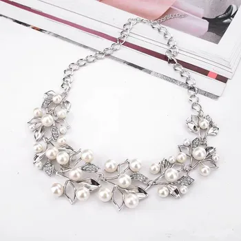 2019 Krystal Brude Smykker Sæt-halskæde med perler øreringe Bryllup smykker sæt til bruden, Brudepigerne kvinder acc