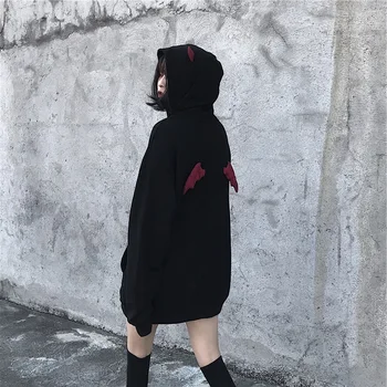 2020 Efterår Og Vinter Kvinder Hættetrøjer Sweatshirts Harajuku Punk, Gothic Djævel Med Horn Smarte Hooded Pullover Animationsfilm Kawaii Søde Kvindelige Toppe