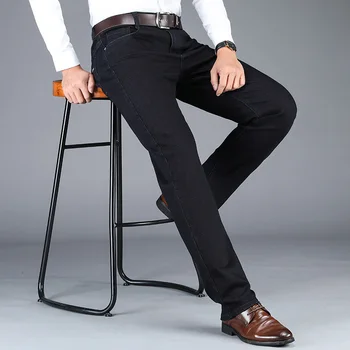 2020 Efterår og Vinter Nye Mænd i Høj kvalitet Stretch Jeans Business Casual, Klassisk Business-Bukser Sort Grå Slim Jeans