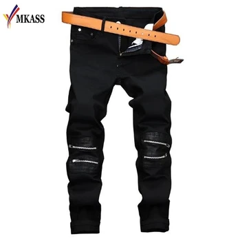 2020 Nye Efterår og Vinter Mænd Hip Hop Jeans Denim Bukser Motorcykel Design, Mode Plus Size Lynlås Casual Masculina Mænds Jeans