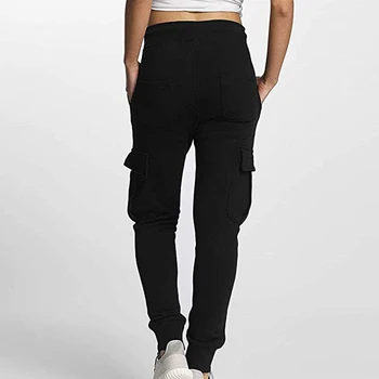 2020 Nye Efteråret Kvinder Snøre I Taljen Casual Bukser Solid Blyant Bukser Multi-Lommer Plus Size Straight Slim Fit Bukser Dropship