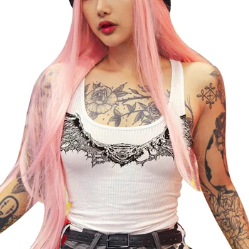 2020 Nye Sexet Tank Tops Kvinder Gotisk Punk Style Print Slim Fit Club Damer Afslappet Afgrøde Top Streetwear Festtøj tee shirt femme