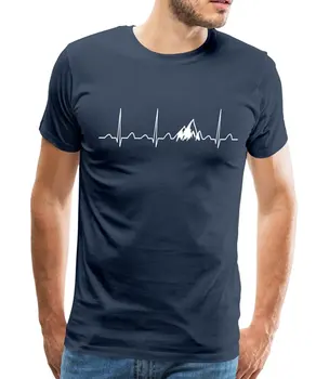 2020 Nye Sommer Casual t-Shirt Spreadshirt Mountain Klatreture Hjerterytme-EKG Mænds Premium T-Shirt