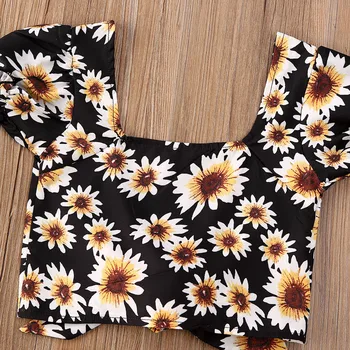2020 Sommer baby pige tøj sæt Blomster print kortærmet top-pladsen krave ensfarvet bukser sommer tøj tøj
