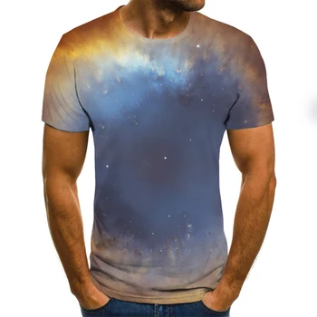 2020 nye mode til mænd T-shirt smuk stjernehimmel toppe 3D trykt kortærmet sommer rund hals skjorte trendy streetwear