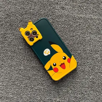 2021 3D Pokemon Pikachu Tegnefilm Kamera Linse Phone Case for iPhone 11 12 Pro X XR XS Max 7 8 Plus Søde Anime Telefonens Cover