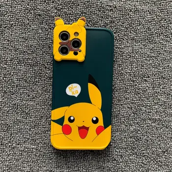 2021 3D Pokemon Pikachu Tegnefilm Kamera Linse Phone Case for iPhone 11 12 Pro X XR XS Max 7 8 Plus Søde Anime Telefonens Cover