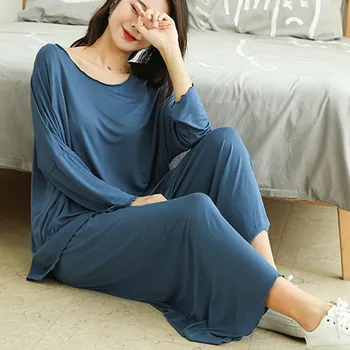 2021 3XL Plus Størrelse kvinde ' s Modale Homewear Efteråret Kvindelige Pyjamas Damer Atoff Hjem Modal 2Pieces Sæt Nattøj, Pyjamas For Kvinder