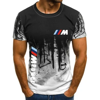 2021 BMW M Sports-Sommer Tilpasset Mænds 3D Printet Top Solid Rund Hals T-Shirt Afslappet Hip Hop Mænds Løse Korte Ærmer