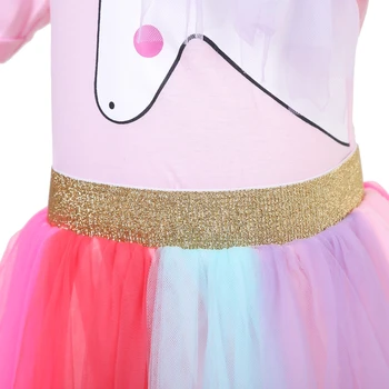 2021 Barn Unicorn Kjoler Rainbow Ball Gown Sommer Piger Tøj Tutu Børn Prinsesse Kjole Fødselsdagsfest Vestidor Robe Infantil