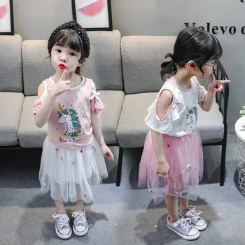 2021 Børns Sommer Åndbar Søde piger Dress Små Piger Mode Nederdel børnetøj koreanske Version 1-4 År