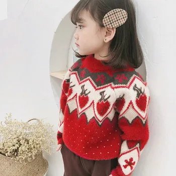 2021 Efterår og Vinter Nye Piger' Cashmere Sweater til Børn Piger Trøjer Top koreansk Tøj med Lange Ærmer Casual Børn Tunika