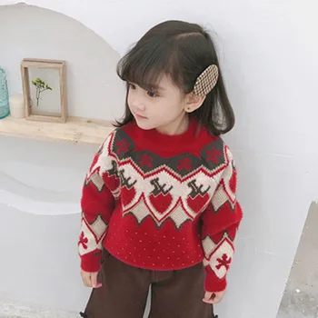 2021 Efterår og Vinter Nye Piger' Cashmere Sweater til Børn Piger Trøjer Top koreansk Tøj med Lange Ærmer Casual Børn Tunika