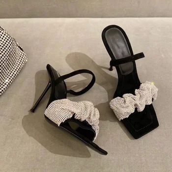 2021 Europæiske og Amerikanske new damer høj hæl sandaler med diamant dekoration