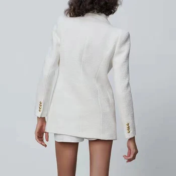 2021 Foråret Efteråret Kvinder Mode Hvid Pink Tweed Blazere Og Jakker Smarte Office-Knappen, Der Passer Frakke Damer Elegante Outwear
