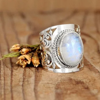 2021 Hot Salg Farverige Simuleret Opal Ring for Kvinder Geometriske Design Valentine Dage Gave til Kæreste, Detail&Wholesale Ring