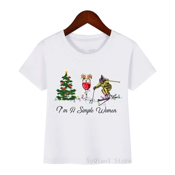 2021 Hot Salg Sjove Akvarel Skiløb T-Shirt Piger/Drenge Skiløb Elsker Sommer Toppe, t-Shirt børnetøj T-Shirt Pige/Dreng