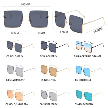 2021 Metal Semi-uindfattede Solbriller Kvinder Mænd Brand Designer Overdimensionerede Damer Sol Briller Klassiske Store Torv Shades Brillerne UV400