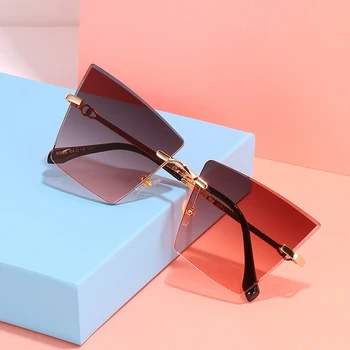 2021 Mode Kvinder Nye Uindfattede Solbriller Personlighed Cat-eye solbriller Alle-match Sjove Kvindelige Firkantede Briller UV400-Brillerne