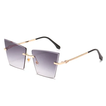 2021 Mode Kvinder Nye Uindfattede Solbriller Personlighed Cat-eye solbriller Alle-match Sjove Kvindelige Firkantede Briller UV400-Brillerne