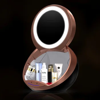 2021 Ny Smart Kosmetiske opbevaringsboks til at Løfte LED Fyld Lys Kosmetiske Opbevaring spejlboksen Roterende Touch Dæmpning Spejl
