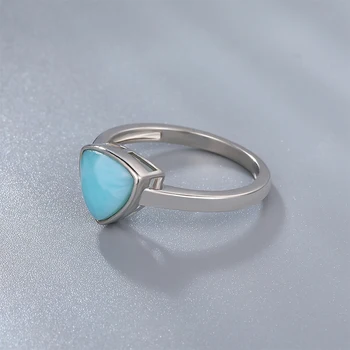 2021 Ny Trend 925 Sterling Sølv Natural Gemstones Larimar Ring for Kvinder Geometri Design-Klassisk Simpel Kvindelige Smykker Dating
