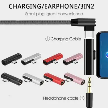 2021 Nye 2-I-1 Type C 3,5 mm Jack Hovedtelefon Adapter Holdbar Opladning Konverter USB Type-C Audio Adapter Til Xiaomi /Telefoner