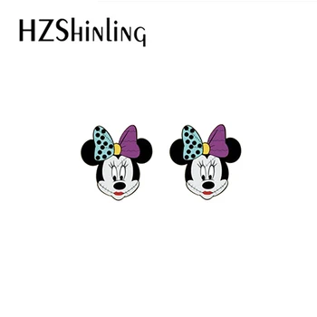 2021 Nye Ankomst Mickey og Minnie Mouse Halloween Kraniet Cosplay Håndværk Søde Epoxy Akryl Harpiks Stud Øreringe