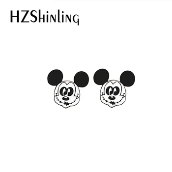 2021 Nye Ankomst Mickey og Minnie Mouse Halloween Kraniet Cosplay Håndværk Søde Epoxy Akryl Harpiks Stud Øreringe