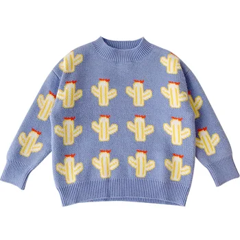 2021 Nye Efterår Og Vinter Sweater Strik Plante Mønster Børne Tøj Bluse Til Piger Boy Tøj, Pige Tøj