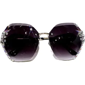 2021 Nye Mode Kvinders Overdimensionerede Rammeløse Pladsen Populære Solbriller Kvinder Mænd Brand Design Briller Gradient Solbriller