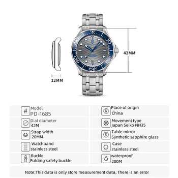 2021 Nye PAGANI DESIGN Automatic ur mænd business mekanisk armbåndsur NH35 200 M Diver ur til mænd Safir spejl ur