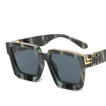 2021 Nye Retro Stor Ramme Solbriller Mænd Firkantede Metal Solbriller Damer Mode Solbriller Høj Kvalitet Gafas Oculos De Sol UV400