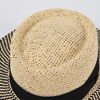 2021 Nye Sommer kvinder strå hat kvindelige farve blokering solhatte sommeren hånd-vævet hat unisex åndbar strand hat