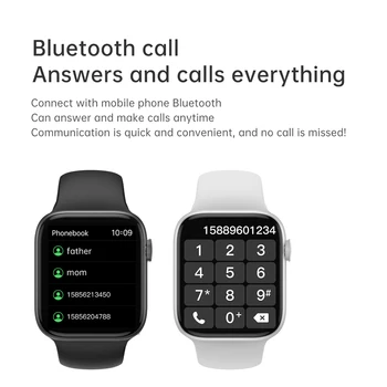 2021 Nye bluetooth opkald, smart ur T800 + puls tommer fuld skærm for kvinder og mænd til Android, IOS telefoner PK W56 W46