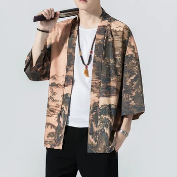 2021 Oprindelige Mænd Japan Style Kimono Cardigan, Trøje Frakke Traditionelle Løs Udskrivning Mode Afslappet Tynd Jakke Sommeren Overtøj