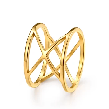 2021 Rustfrit Stål Kors Ringe Vintage Boho Stil Enkelhed Mode Guld Farve Ring For Kvinder, Mænd, Smykker Part Ven Gaver