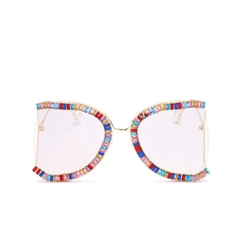 2021 Solbriller Kvinder Overdimensionerede CZ Diamant Designer solbriller Damer Luksus Briller Nuancer til Kvinder Engros Bulk Oculos