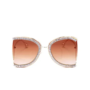 2021 Solbriller Kvinder Overdimensionerede CZ Diamant Designer solbriller Damer Luksus Briller Nuancer til Kvinder Engros Bulk Oculos