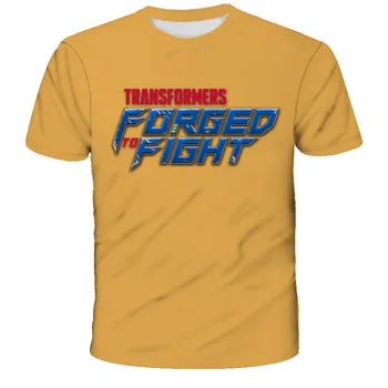 2021 Sommeren Nye 3D-Print Transformere Logo T-Shirt 4-14 År Dreng Pige Streetwear Mode Afslappet Børn Toppe t-Shirt