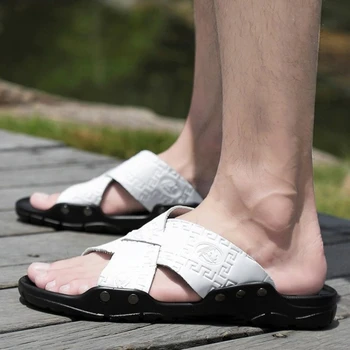 2021 Sommeren Nye herresko Mode Fritids-Udskrivning Pu Klassiske Enkle Sandaler Komfortable Strand Sko Hot Salg Sandaler KS088