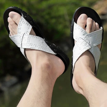 2021 Sommeren Nye herresko Mode Fritids-Udskrivning Pu Klassiske Enkle Sandaler Komfortable Strand Sko Hot Salg Sandaler KS088