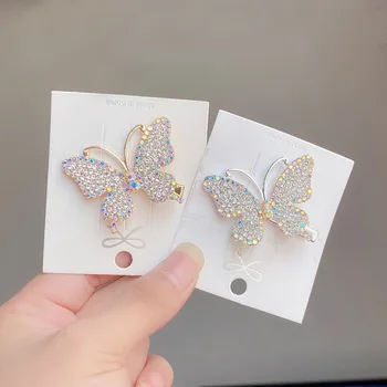 2021 Sommeren Rhinestone Butterfly Hårnål Korea Fe Simpel Side-Kort Klip Andenæb Hovedbeklædning For Kvinder Hår Tilbehør