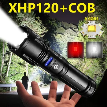 2021 Super XHP120+COB Mest Kraftfulde LED-Lommelygte Torch XHP90 Taktisk Lommelygte 18650 Genopladelige High Power Flash Lys
