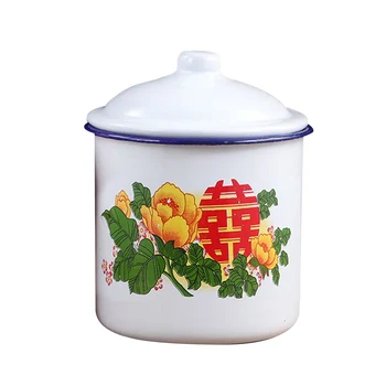 2021 Varm Nostalgisk Kinesiske Emalje Kop med Låg Kreative Instant Noodle Bowl Stor Kapacitet Litterære Te Krus Gave 750/1100/3000ML